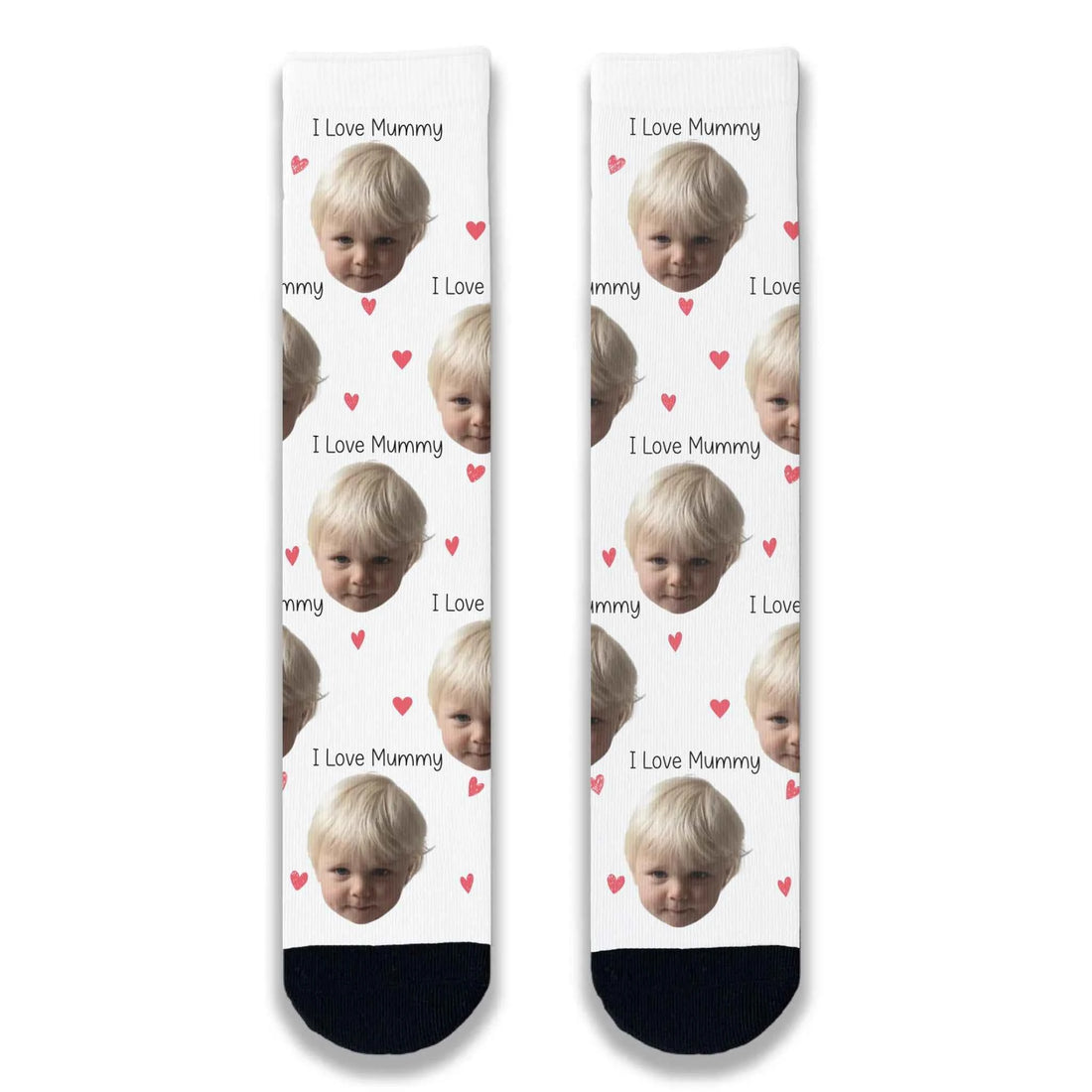 I Love Mummy Personalised Face Socks