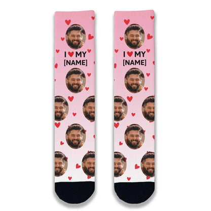 I Love My... Personalised Face Socks