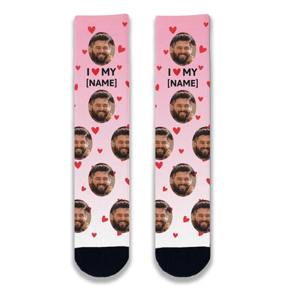 I Love My... Personalised Face Socks