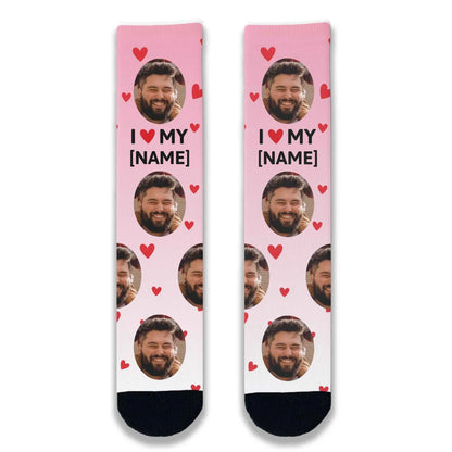 I Love My... Personalised Face Socks