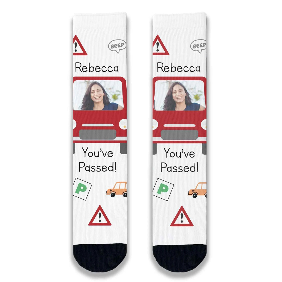 Passed Driving Test Car Personalised Face Socks
