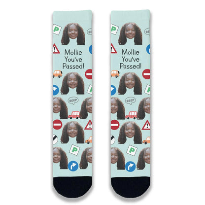 Passed Driving Test Personalised Face Socks