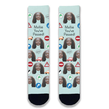 Passed Driving Test Personalised Face Socks