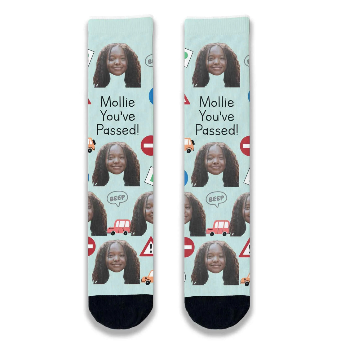 Passed Driving Test Personalised Face Socks