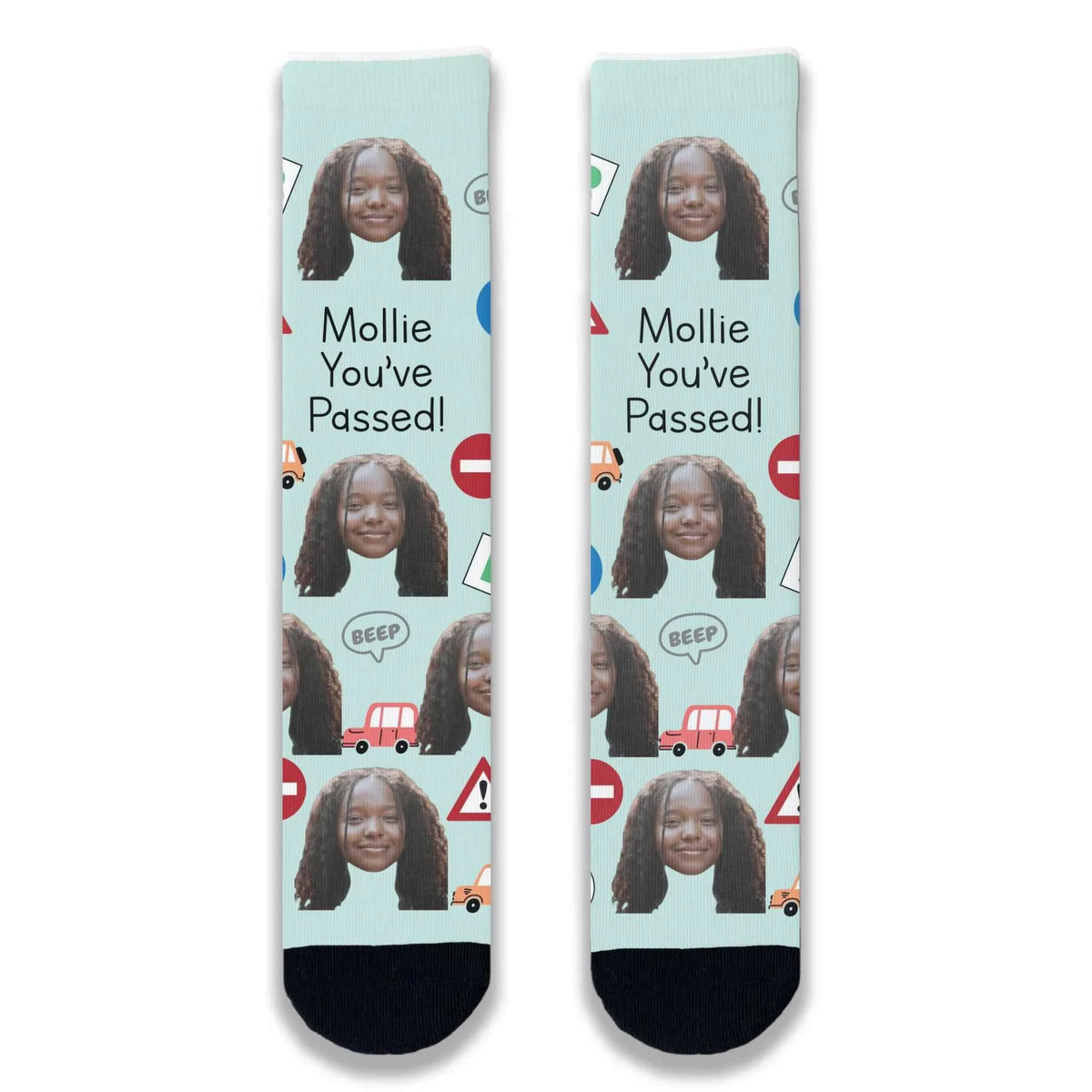 Passed Driving Test Personalised Face Socks