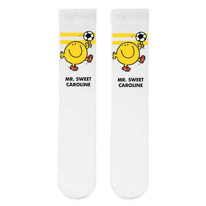Personalised Mr. Men Football Slogan Adult Sports Socks