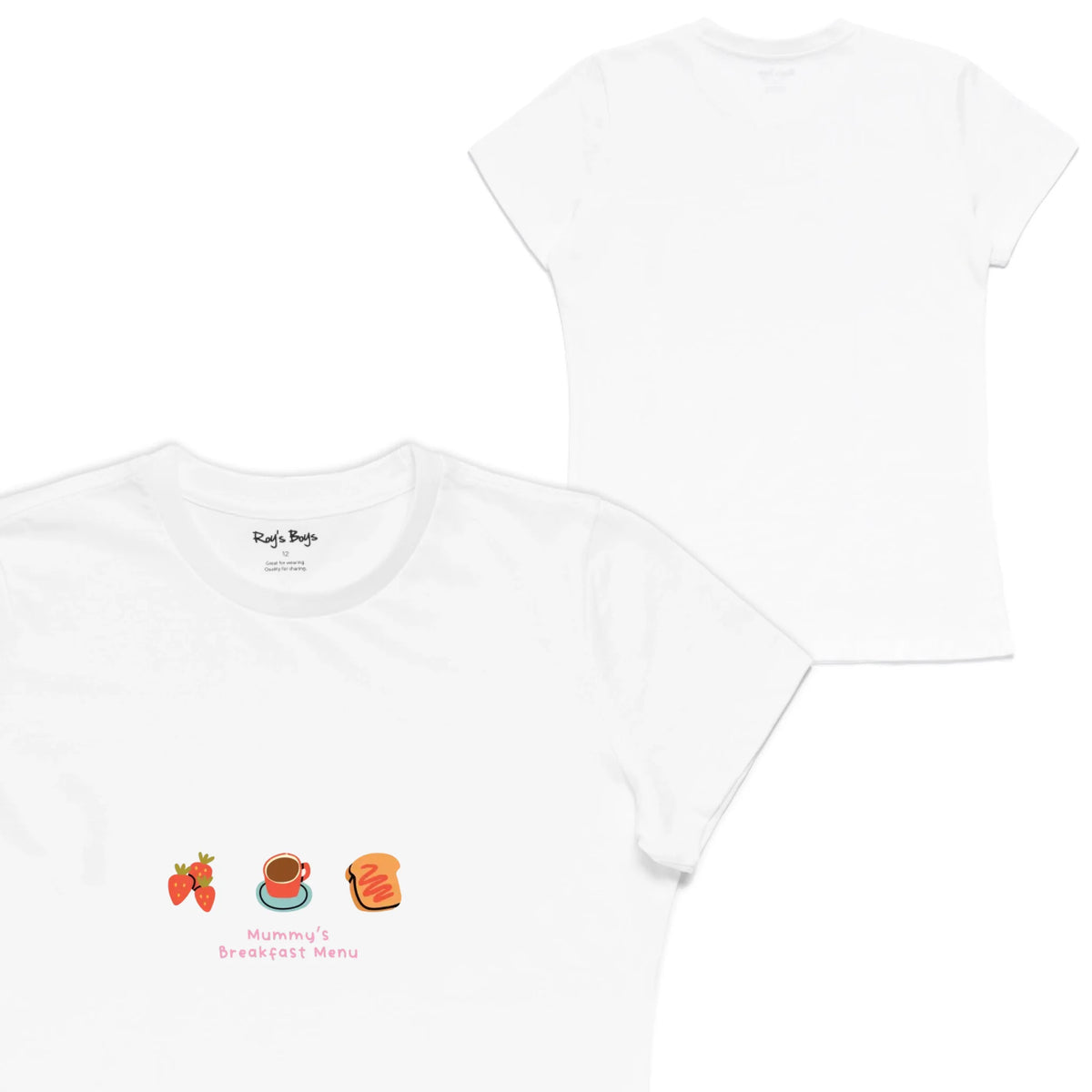Roys Boys White T-Shirt Imagery_Womens Front and back