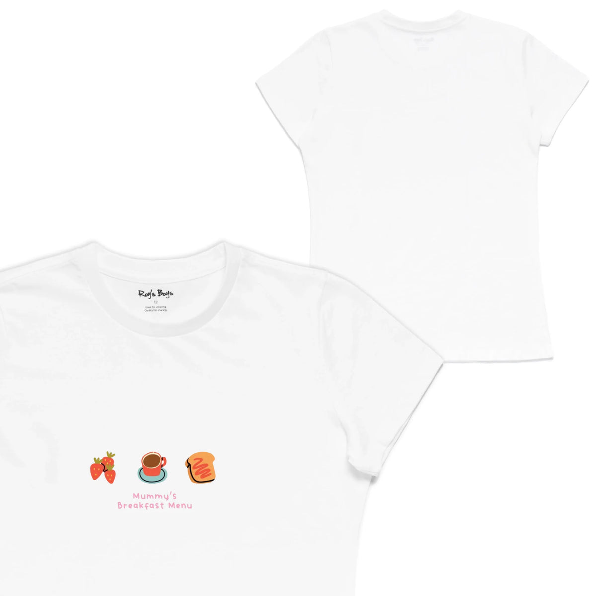 Roys Boys White T-Shirt Imagery_Womens Front and back