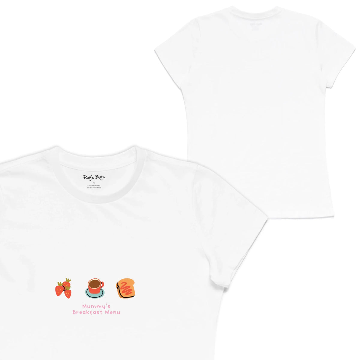 Roys Boys White T-Shirt Imagery_Womens Front and back
