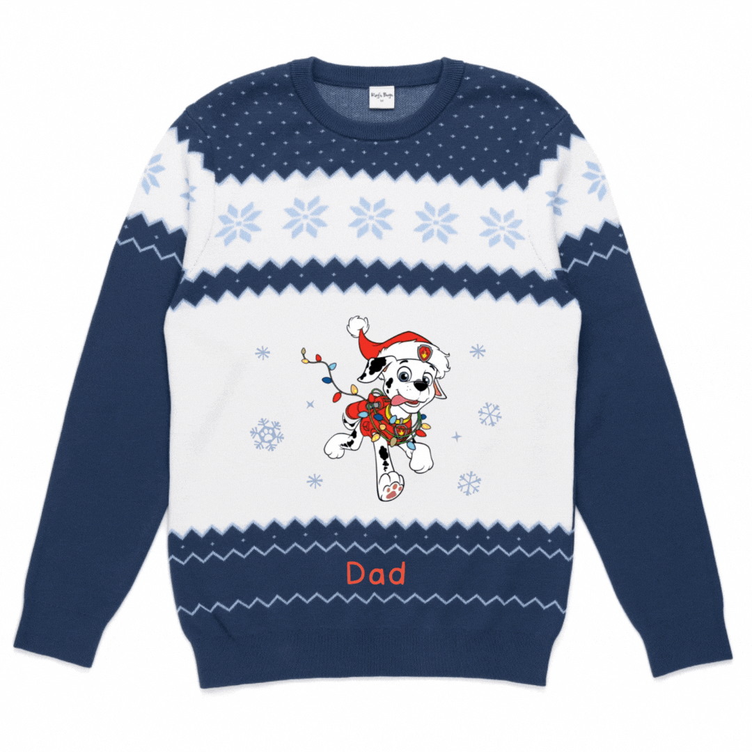 Personalised Paw Patrol Adults Knitted Christmas Jumper - Roy&