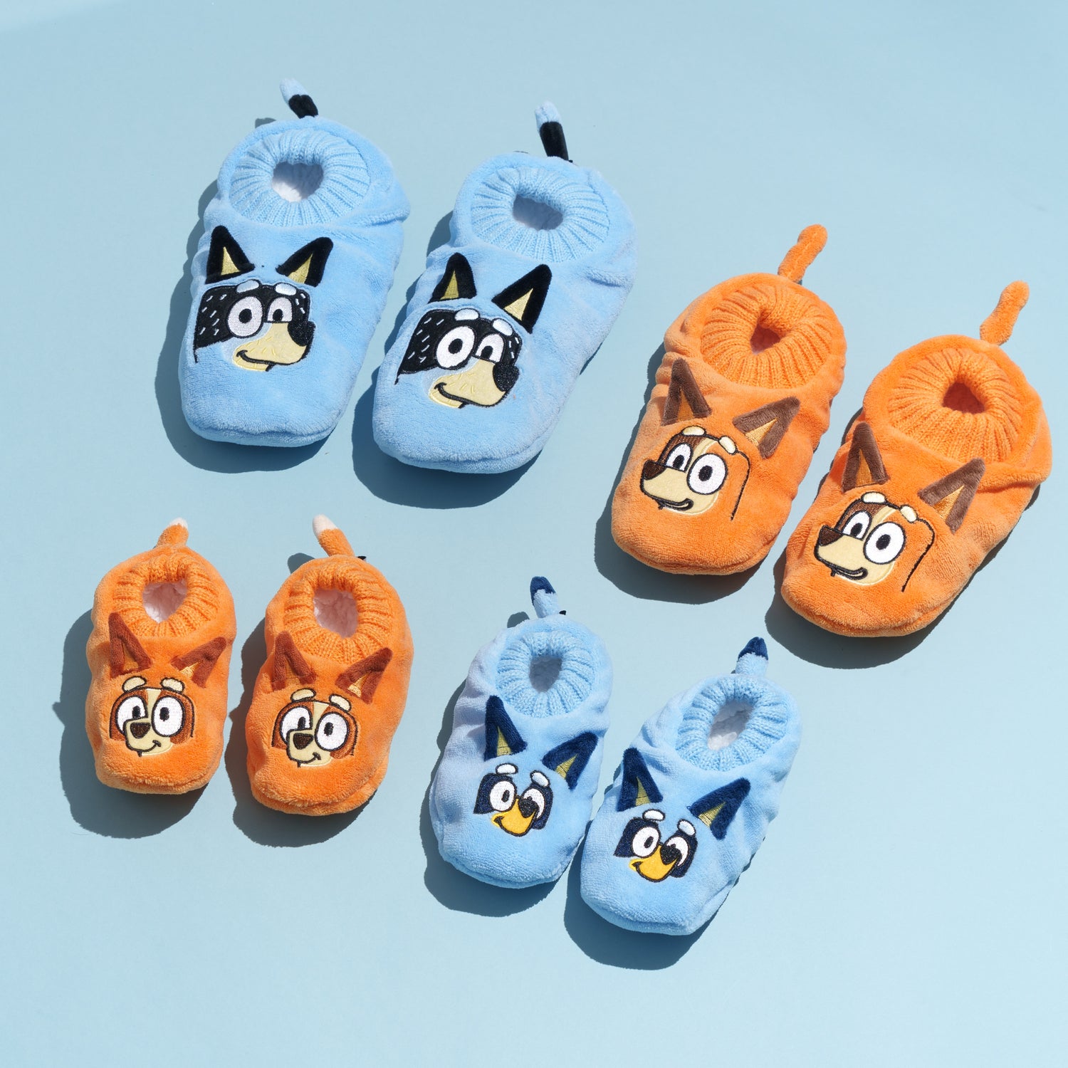 All Bluey matching slipper socks including Bandit, Chilli, Bingo and Bluey