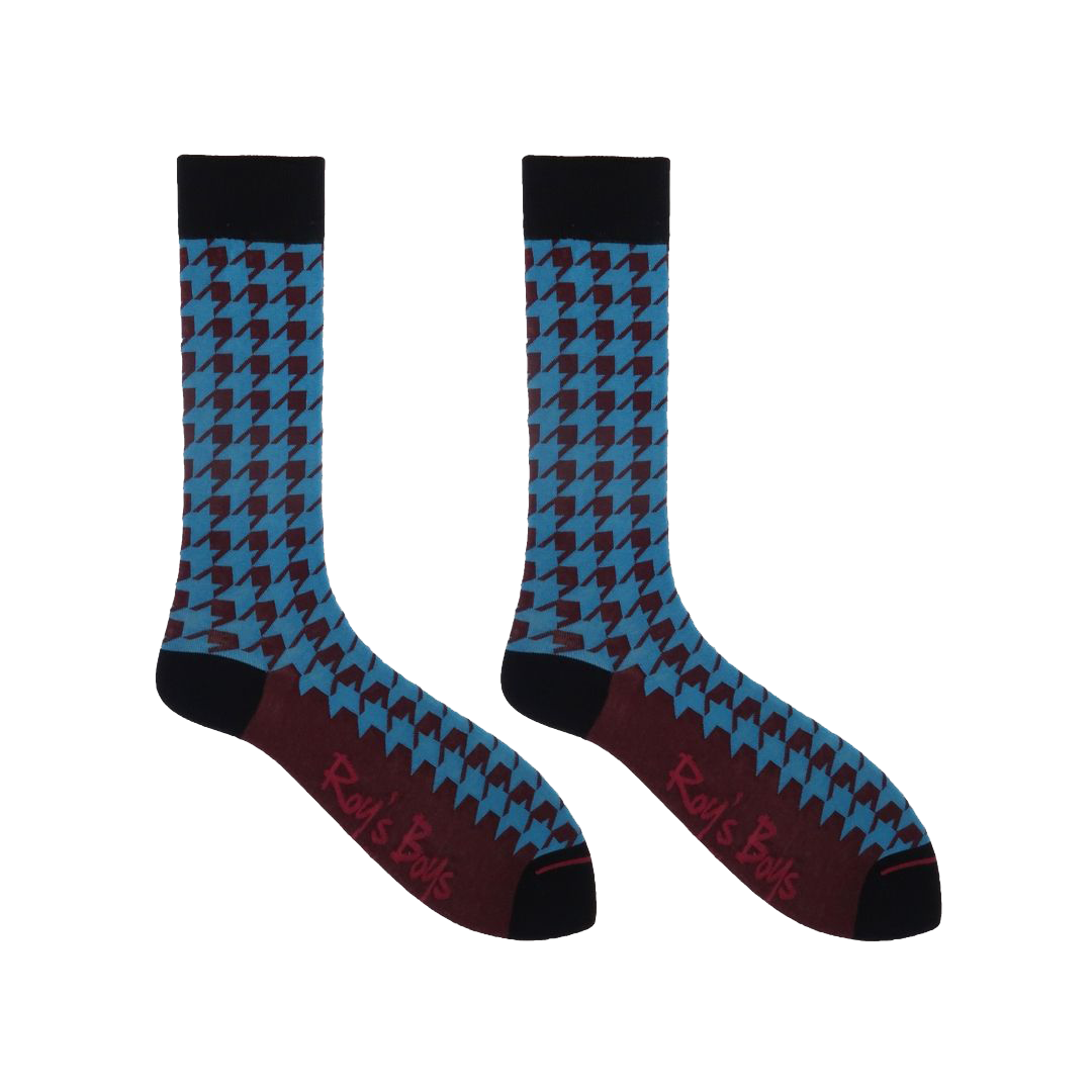 Houndstooth Teal Premium Socks